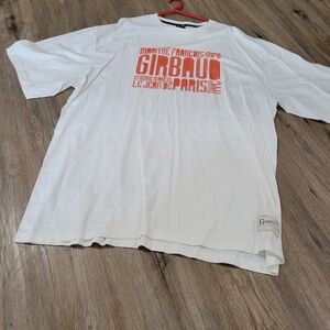 Marithe Francois Girbaud White and Orange Short Sleeve Tee